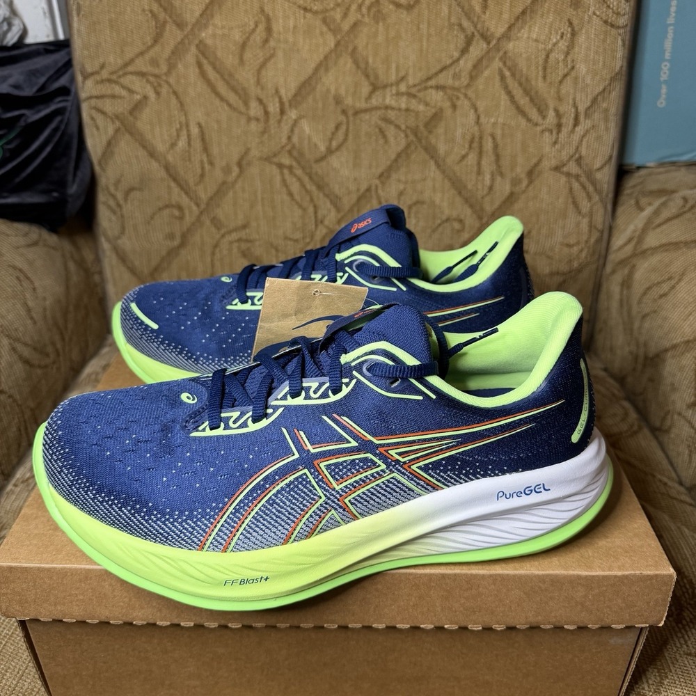 ASICS Gel-Cumulus 26 LE Blue Expanse Illuminate Green Wide Men's 11 1011B944